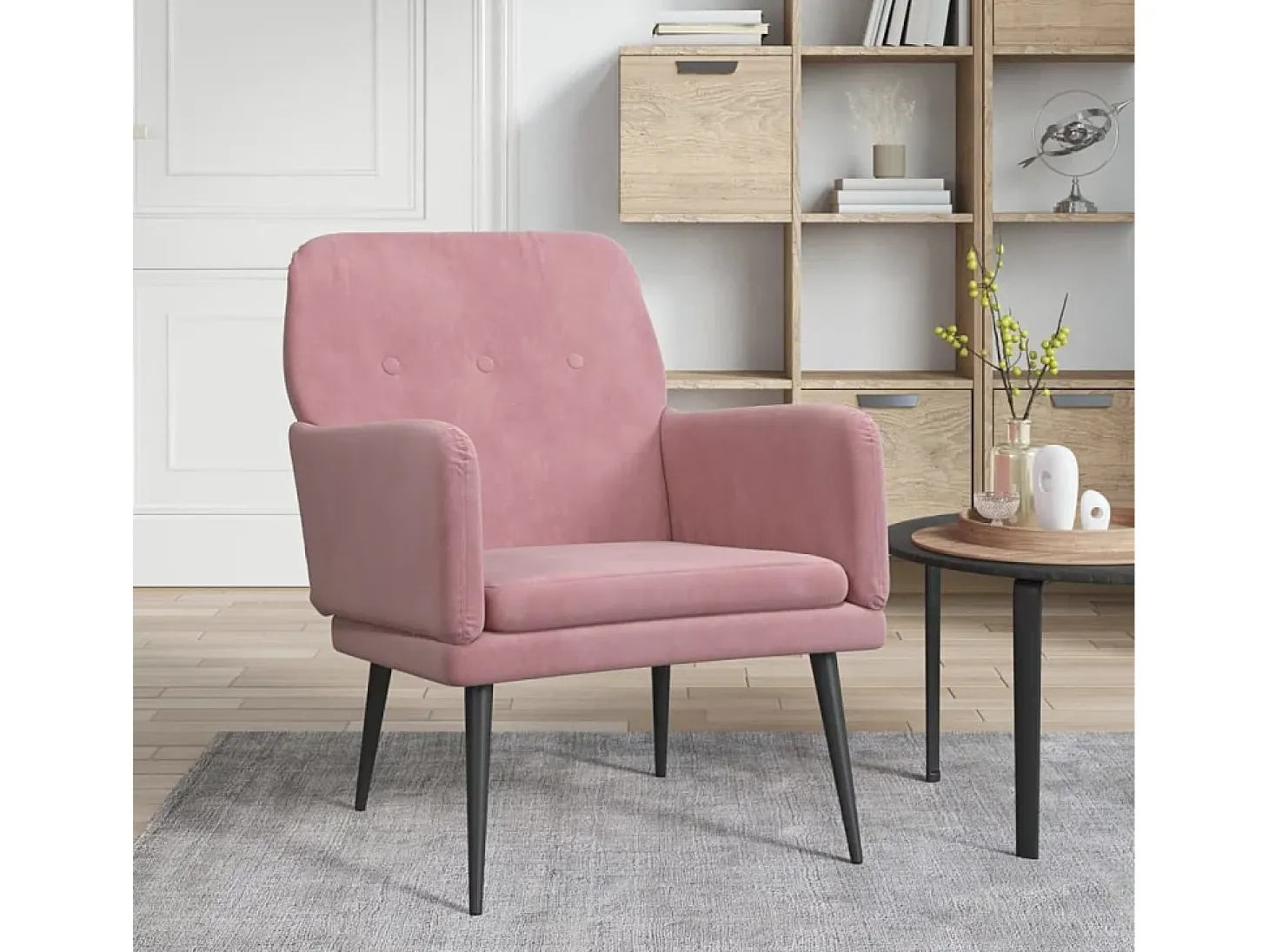 Poltrona | Cadeira Relax com apoio de braços 62x79x79 cm veludo rosa SHL44882