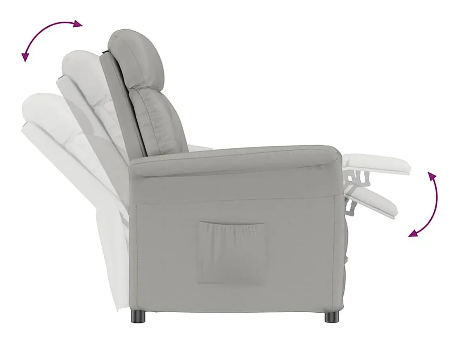 Poltrona | Cadeira Relax | Cadeira Recliner Cinza Claro Cinzento-claro 70.5x96.5x95 cm SHL15651