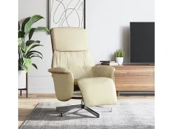 Poltrona | Cadeira Relax | Cadeira reclinável com apoio de pés tecido creme SHL650418