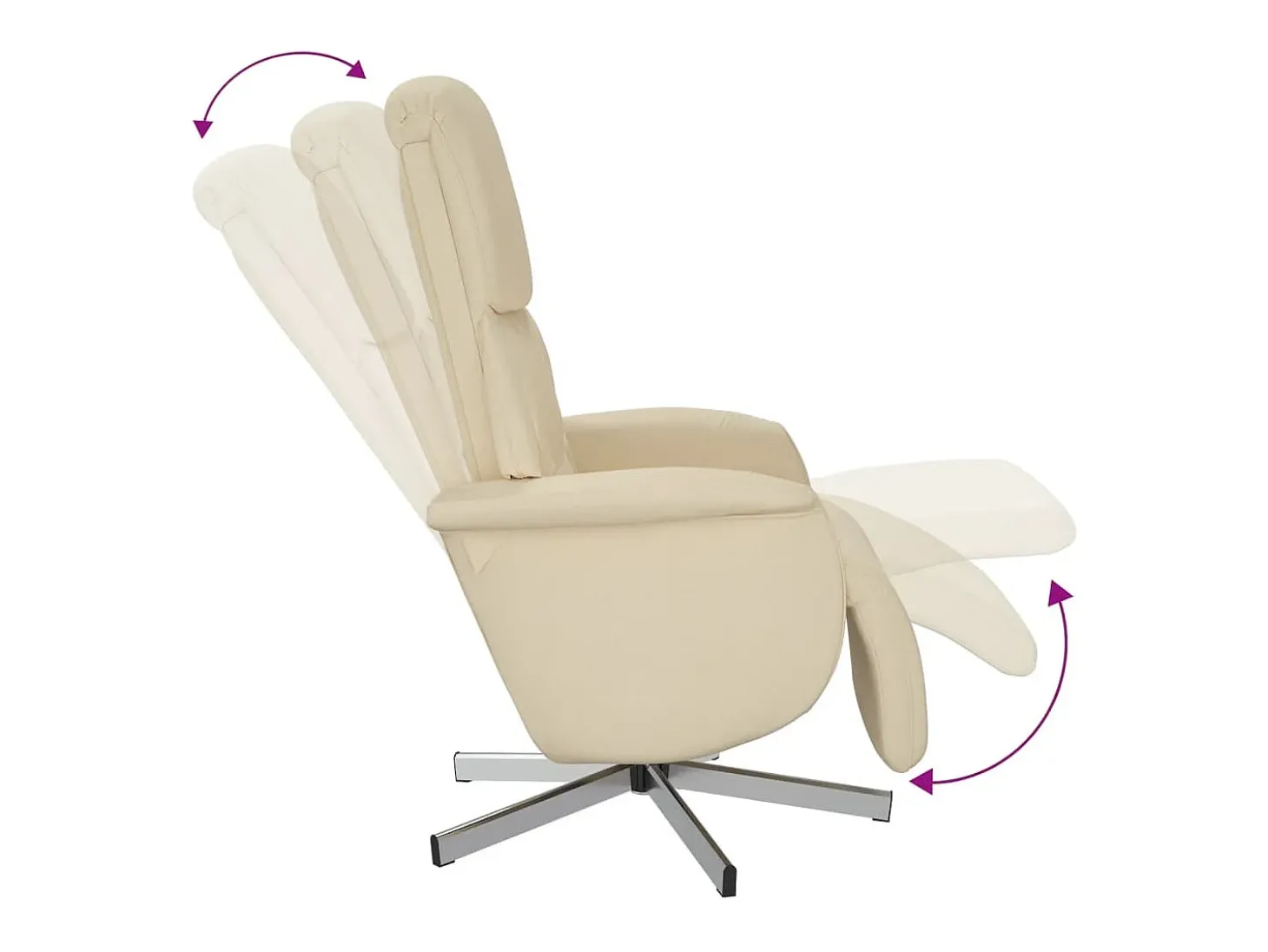 Poltrona | Cadeira Relax | Cadeira reclinável com apoio de pés tecido creme SHL650418