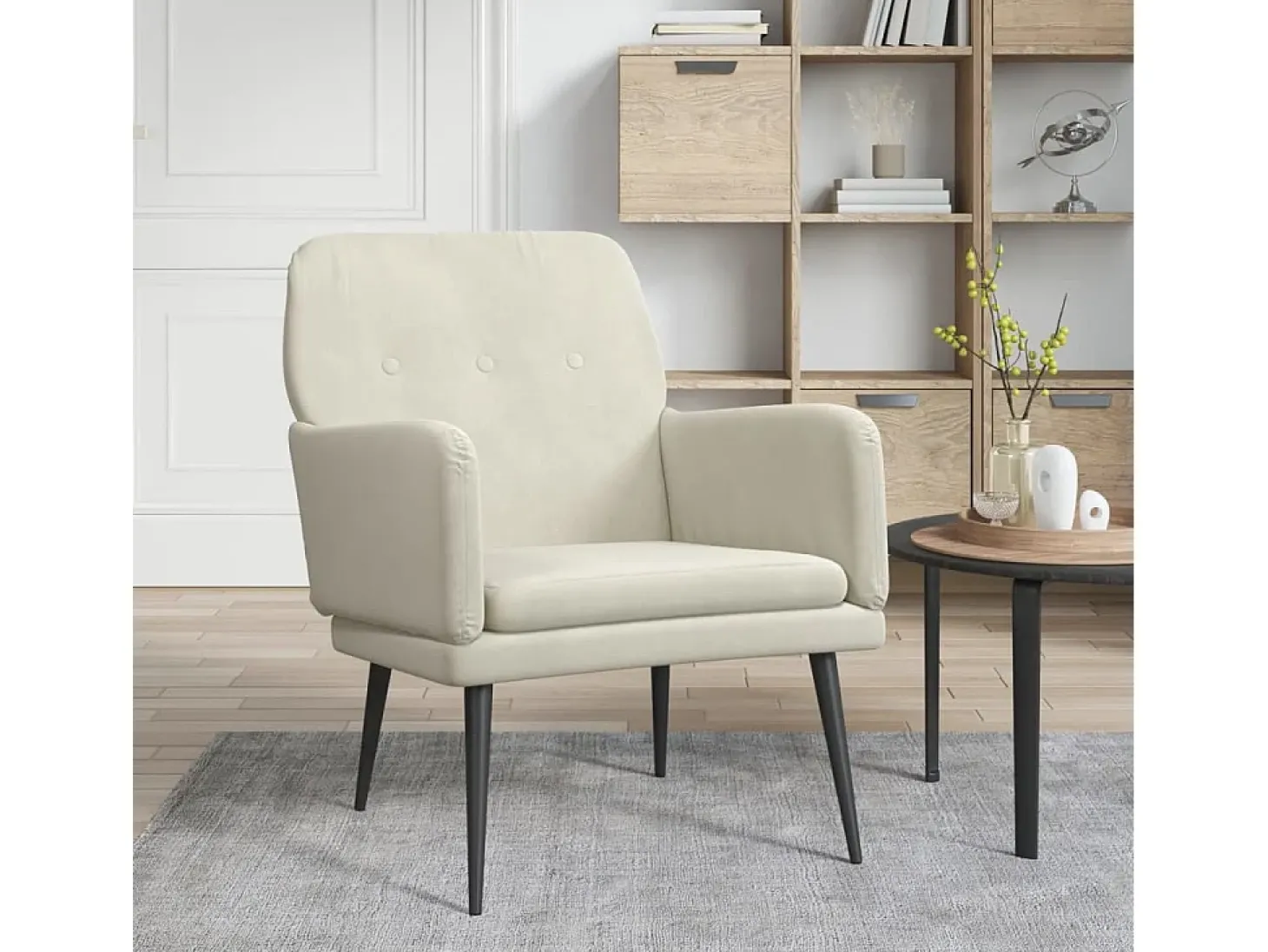 Poltrona | Cadeira Relax com apoio de braços 62x79x79 cm veludo cor creme SHL737392