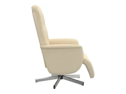 Poltrona | Cadeira Relax | Cadeira reclinável com apoio de pés tecido creme SHL677805