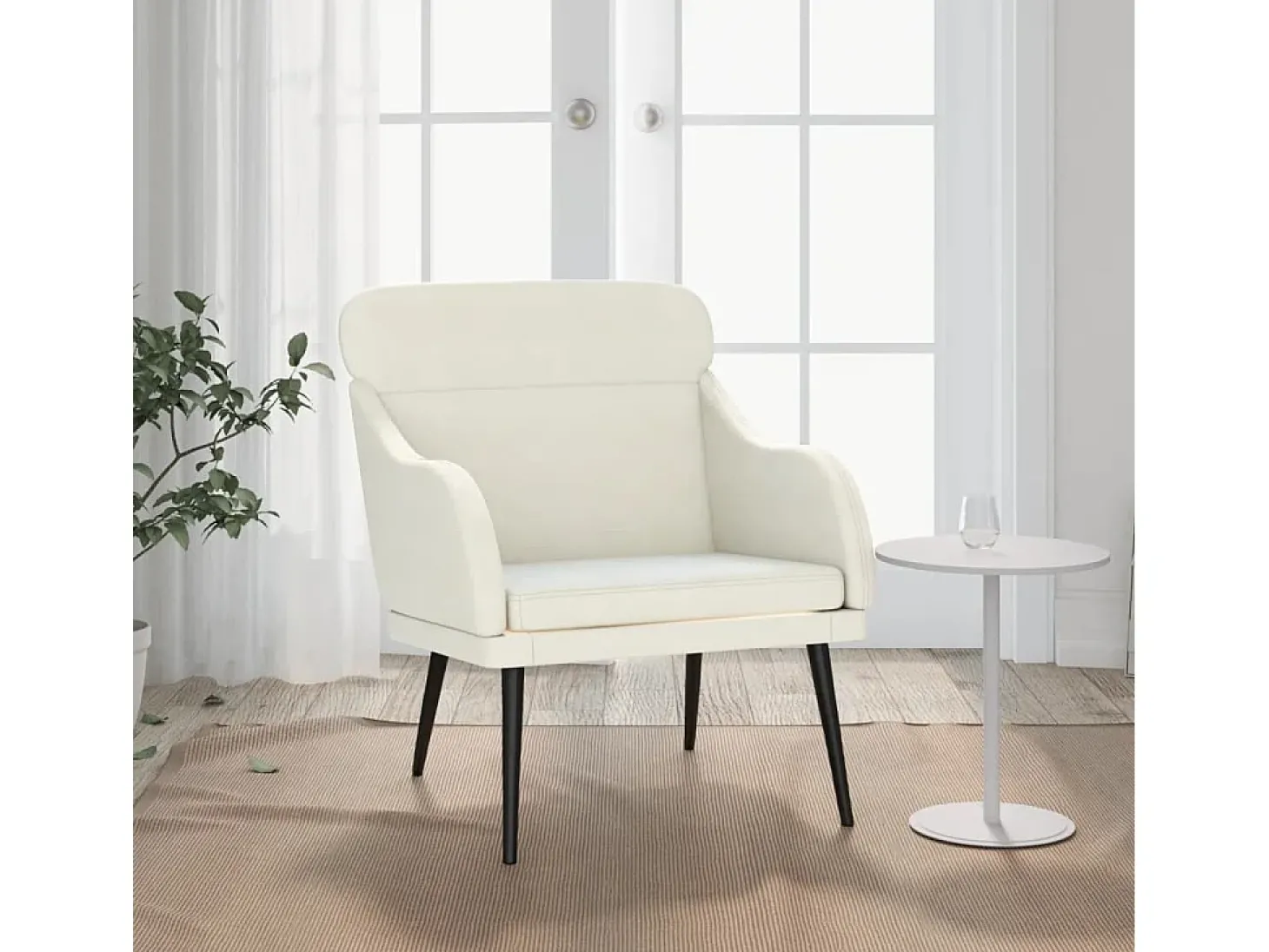 Poltrona | Cadeira Relax com apoio de braços 63x76x80 cm veludo cor creme SHL918554