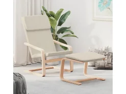 Poltrona | Cadeira Relax com banco p/ pés tecido cor creme SHL137163