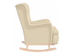 Poltrona | Cadeira Relax com pés de baloiço seringueira maciça tecido cor creme SHL539690