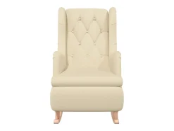 Poltrona | Cadeira Relax com pés de baloiço seringueira maciça tecido cor creme SHL539690