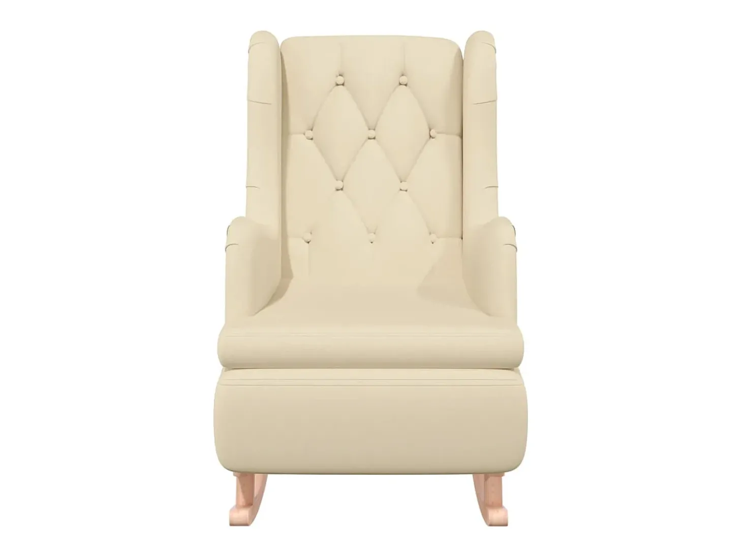 Poltrona | Cadeira Relax com pés de baloiço seringueira maciça tecido cor creme SHL539690