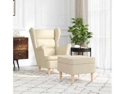 Poltrona | Cadeira Relax com apoio de pés tecido cor creme SHL594057