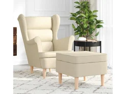 Poltrona | Cadeira Relax com apoio de pés tecido cor creme SHL594057