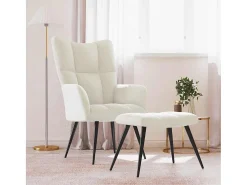 Poltrona | Cadeira Relax com banco veludo branco nata SHL834470