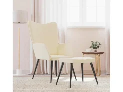 Poltrona | Cadeira Relax com banco tecido cor creme SHL136638