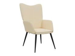 Poltrona | Cadeira Relax com banco tecido cor creme SHL136638