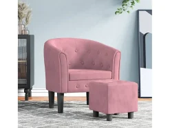 Poltrona | Cadeira Relax com apoio de pés veludo rosa SHL406657