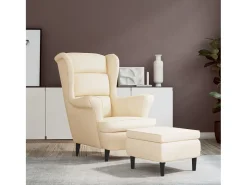 Poltrona | Cadeira Relax com banco veludo cor creme SHL273861