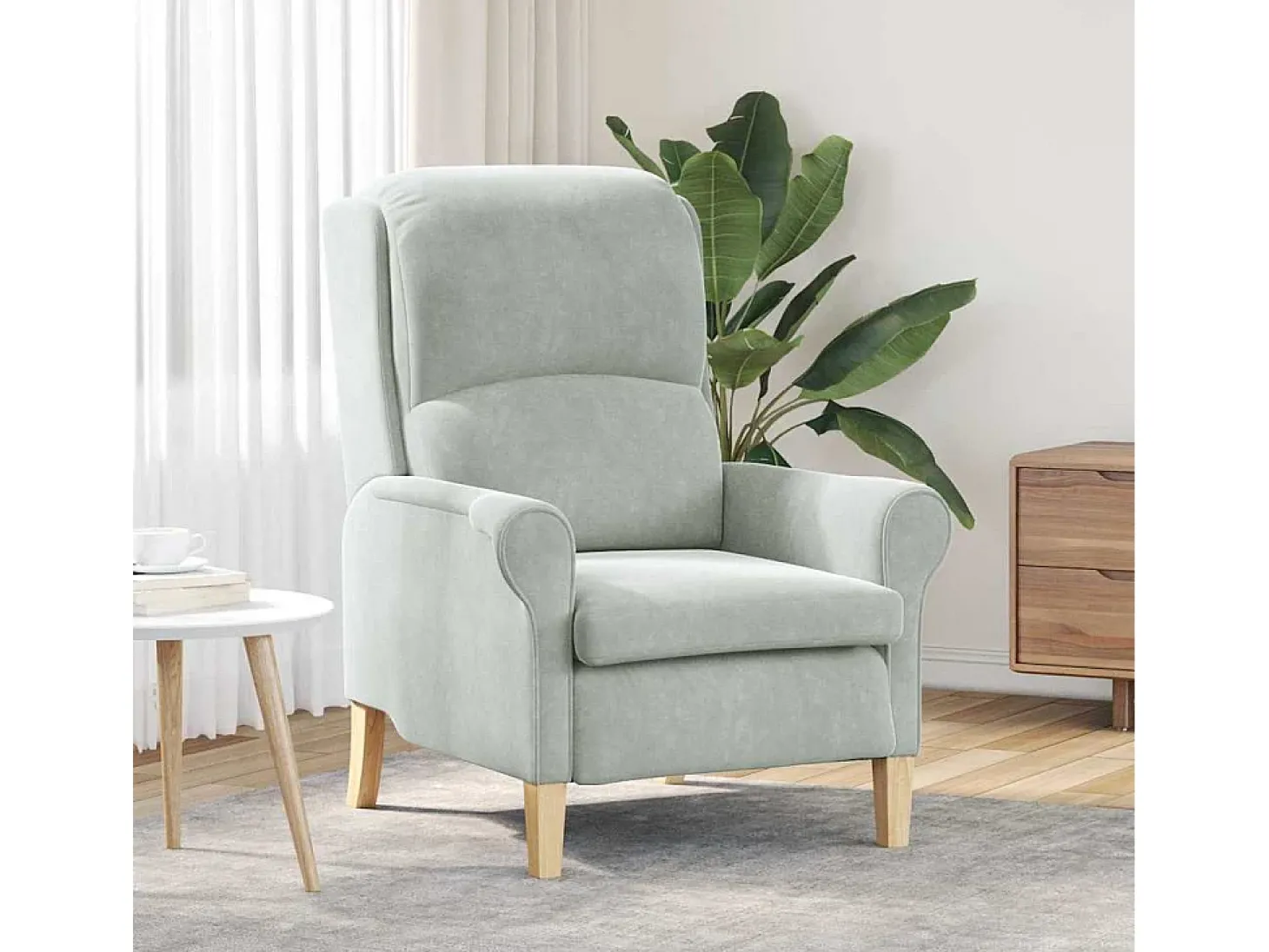Poltrona | Cadeira Relax Cinzento-claro 76x94x102 cm Veludo SHL279081