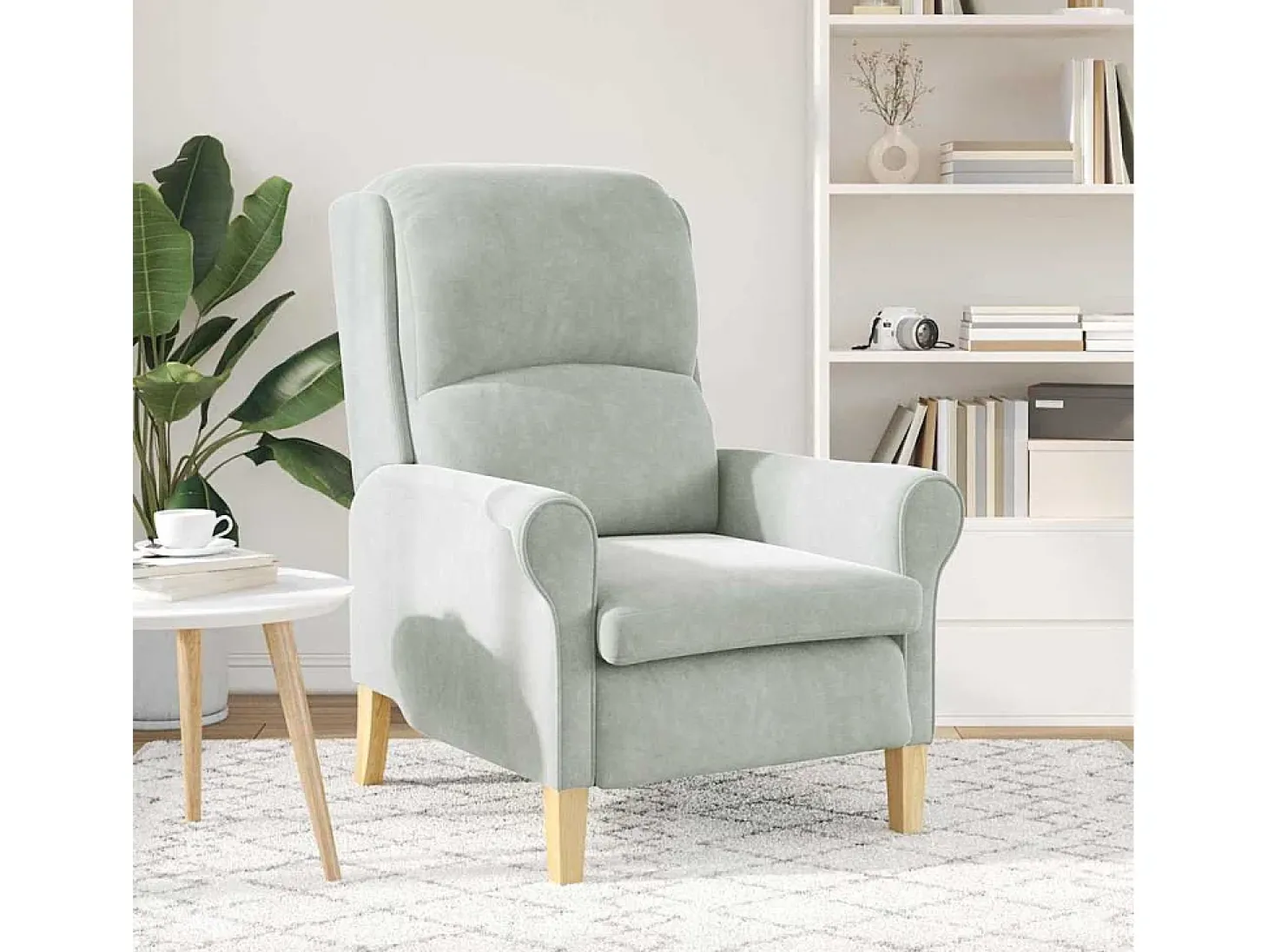 Poltrona | Cadeira Relax Cinzento-claro 76x94x102 cm Veludo SHL279081