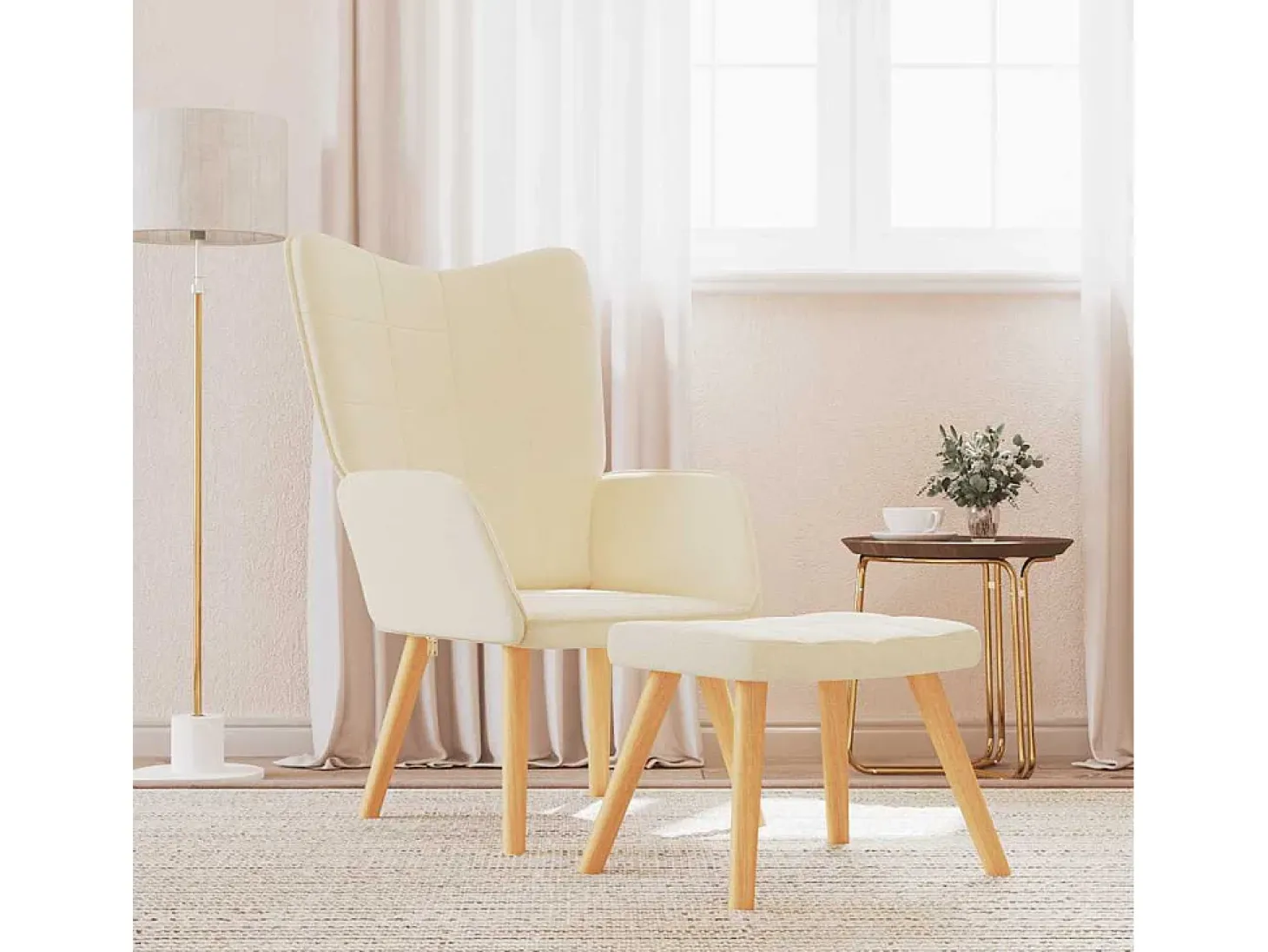 Poltrona | Cadeira Relax com banco tecido cor creme SHL788582