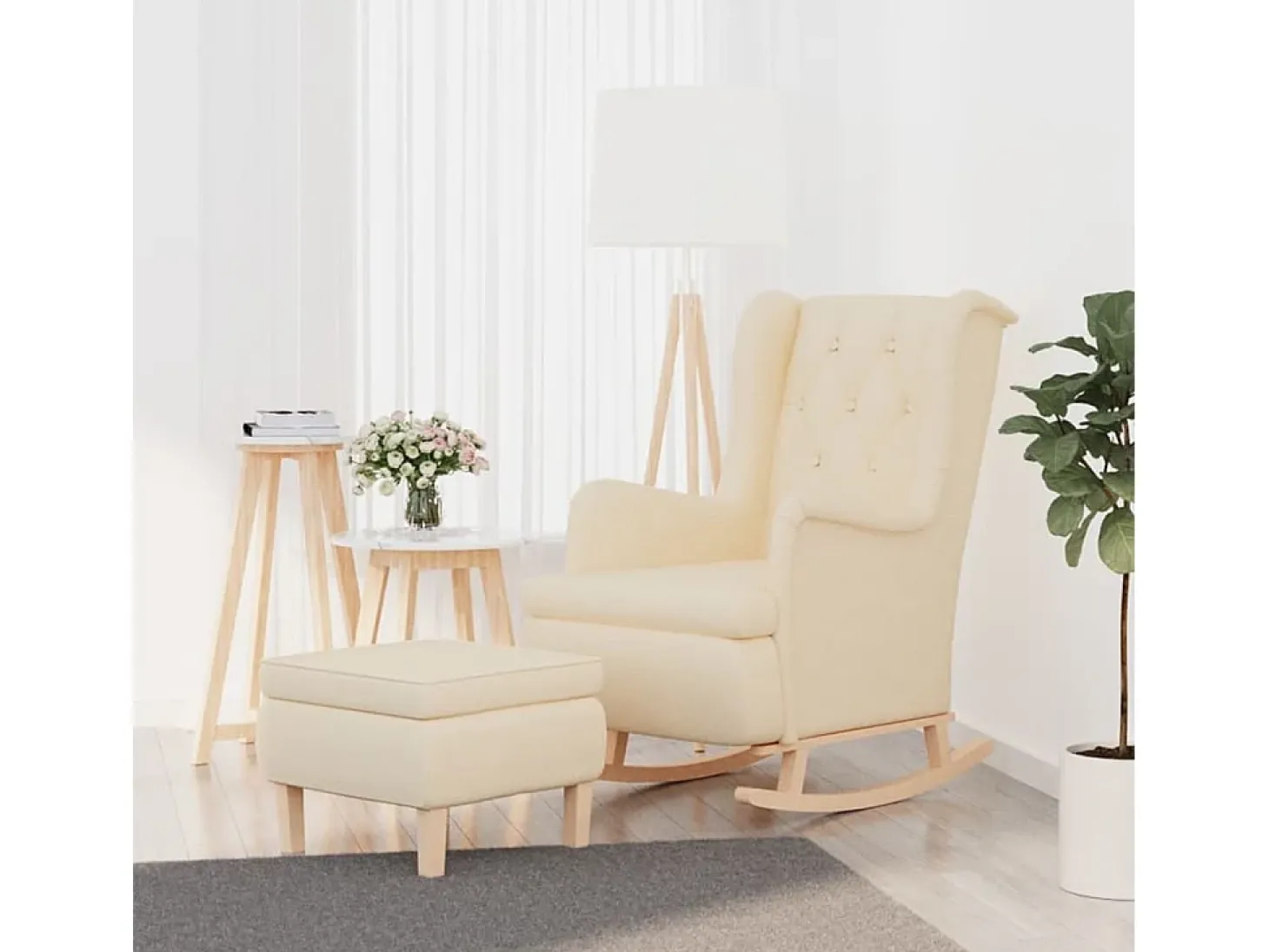 Poltrona | Cadeira Relax de baloiço com banco tecido cor creme SHL620223