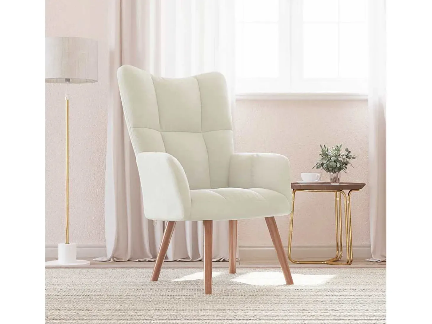 Poltrona | Cadeira Relax veludo branco nata SHL43835