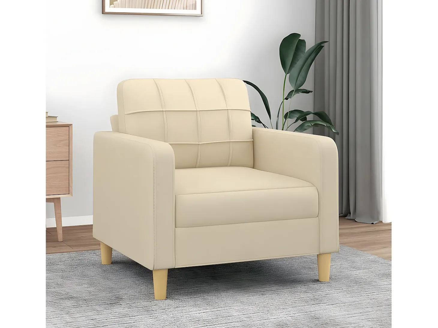 Poltrona 60 cm tecido cor creme PT721948