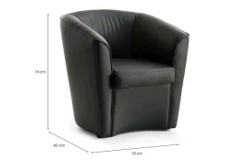 Poltrona Annaluna, Poltrona de sala de estar, 100% Made in Italy, Poltrona relaxante em couro ecológico, 70x60h74 cm, Preto
