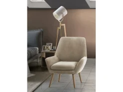 Poltrona Annarita, poltrona lounge de design, 100% Made in Italy, poltrona relaxante em tecido acolchoado, 80x70h95 cm, Bege