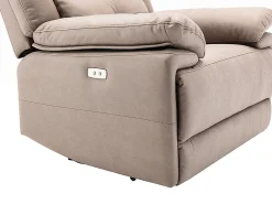 Poltrona articulada elétrica em tecido taupe com 1 porta USB DOLENE