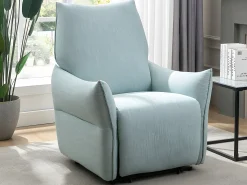 Poltrona articulada elétrica em tecido azul-claro estilo contemporâneo MODOC
