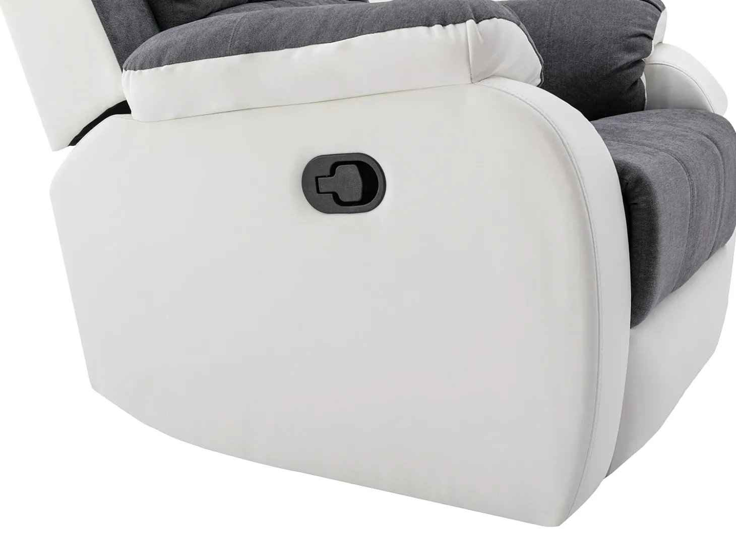 Poltrona articulada microfibra e pele sintética cinzento e branco BRODY