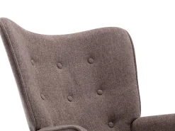 Poltrona balanço tecido taupe matizado pés balanço botões decorativos no encosto ELMINA II