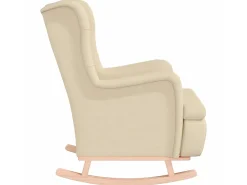 Poltrona c/ pés de baloiço seringueira maciça tecido cor creme PT530956