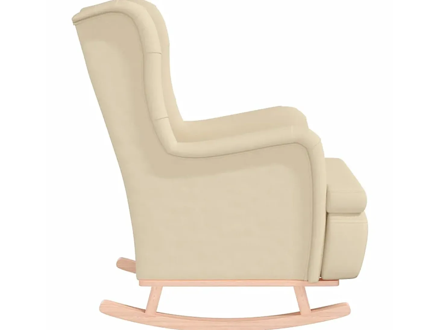 Poltrona c/ pés de baloiço seringueira maciça tecido cor creme PT530956