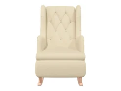 Poltrona c/ pés de baloiço seringueira maciça tecido cor creme PT530956