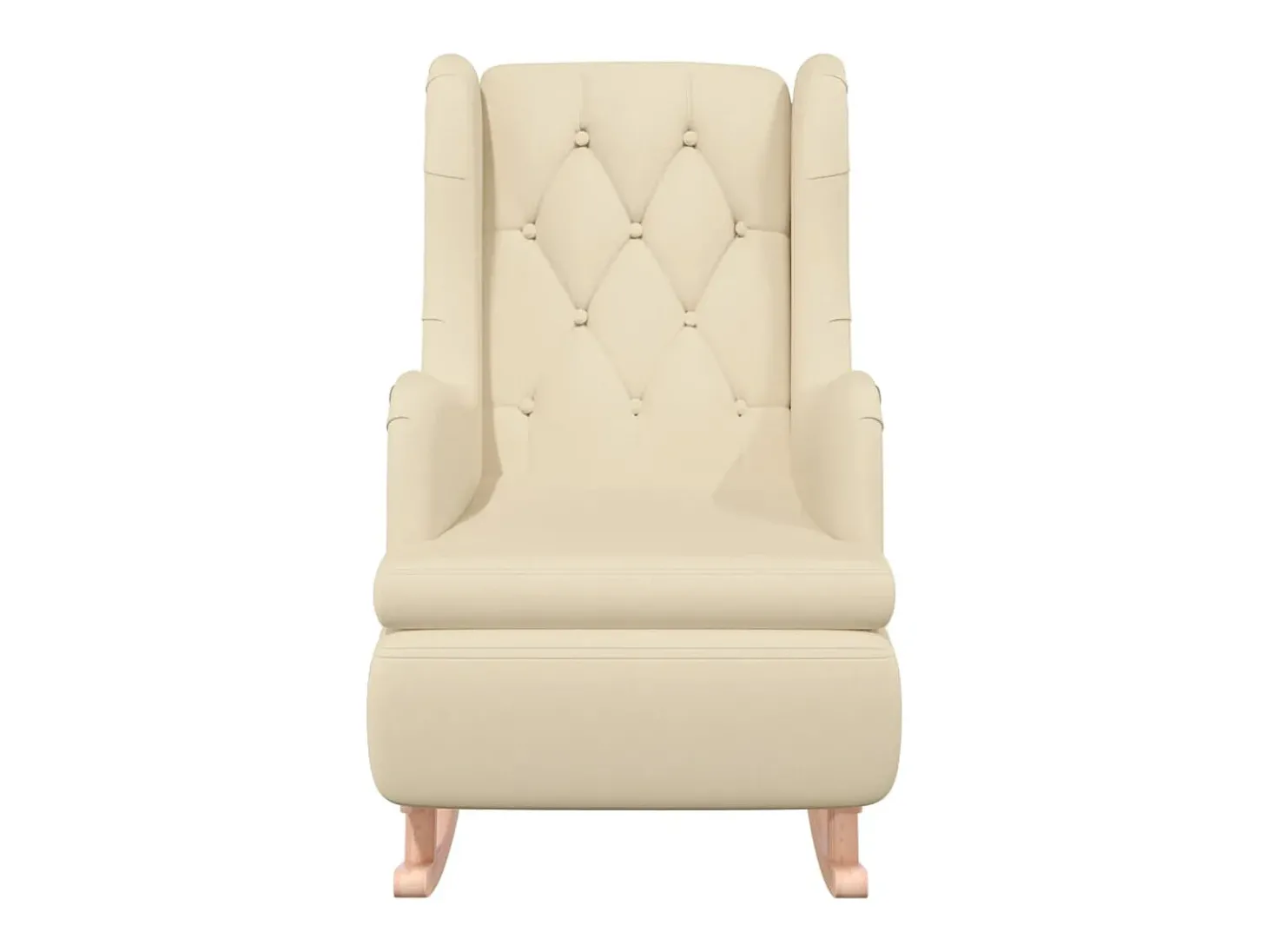 Poltrona c/ pés de baloiço seringueira maciça tecido cor creme PT530956