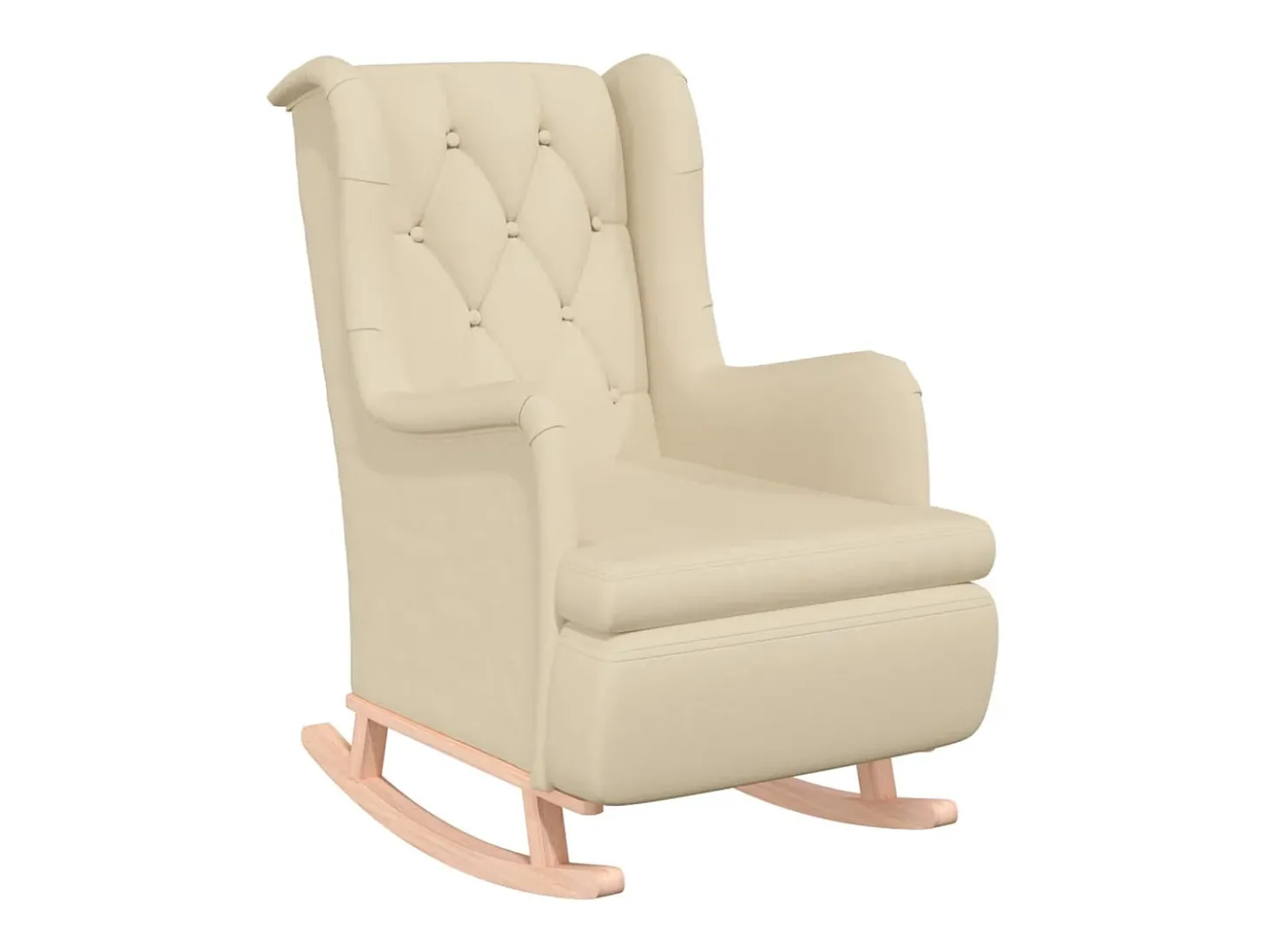 Poltrona c/ pés de baloiço seringueira maciça tecido cor creme PT530956