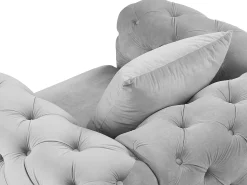 Poltrona Chesterfield em veludo antracite e pés de metal EDWINA