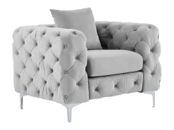 Poltrona Chesterfield em veludo antracite e pés de metal EDWINA