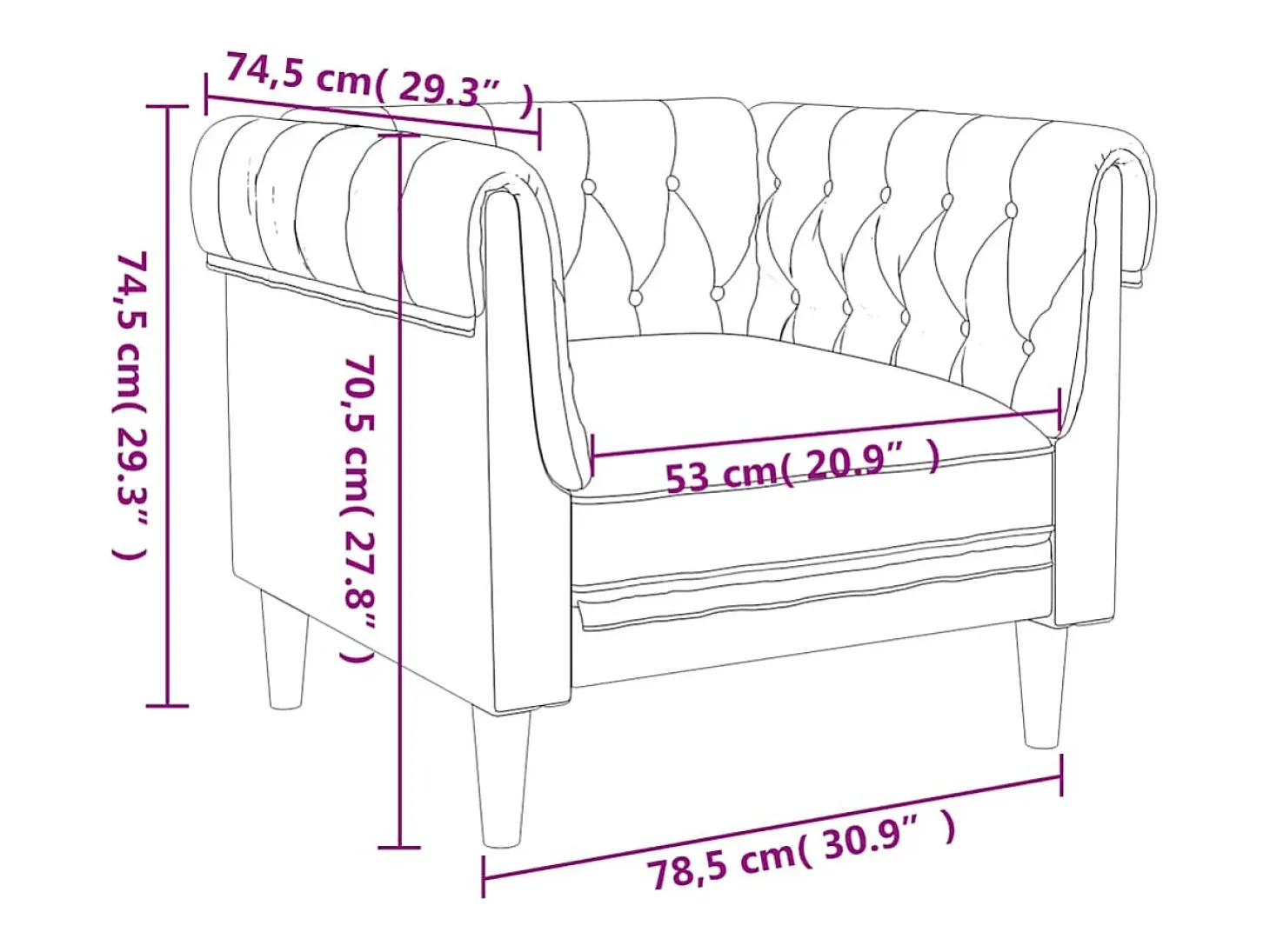Poltrona chesterfield linho