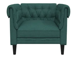 Poltrona chesterfield tecido verde-escuro PT473408