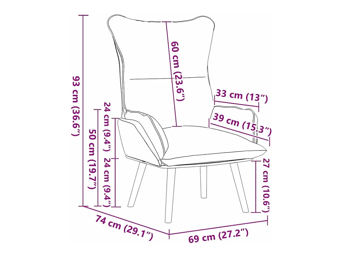 poltrona Cinzento-acastanhado 69 x 74 x 93 cm