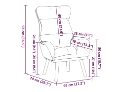 poltrona Cinzento-claro 69 x 74 x 93 cm Veludo