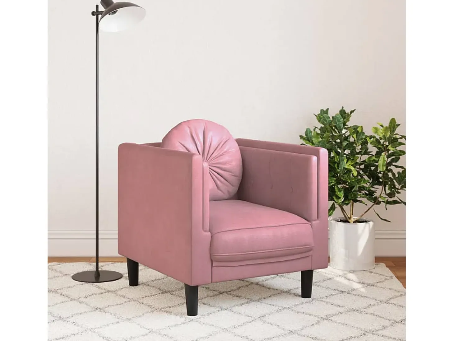 Poltrona com almofadão veludo rosa PT767587