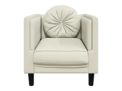 Poltrona com almofadão veludo cor creme PT587726