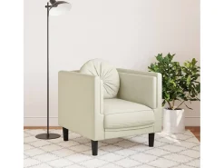Poltrona com almofadão veludo cor creme PT587726