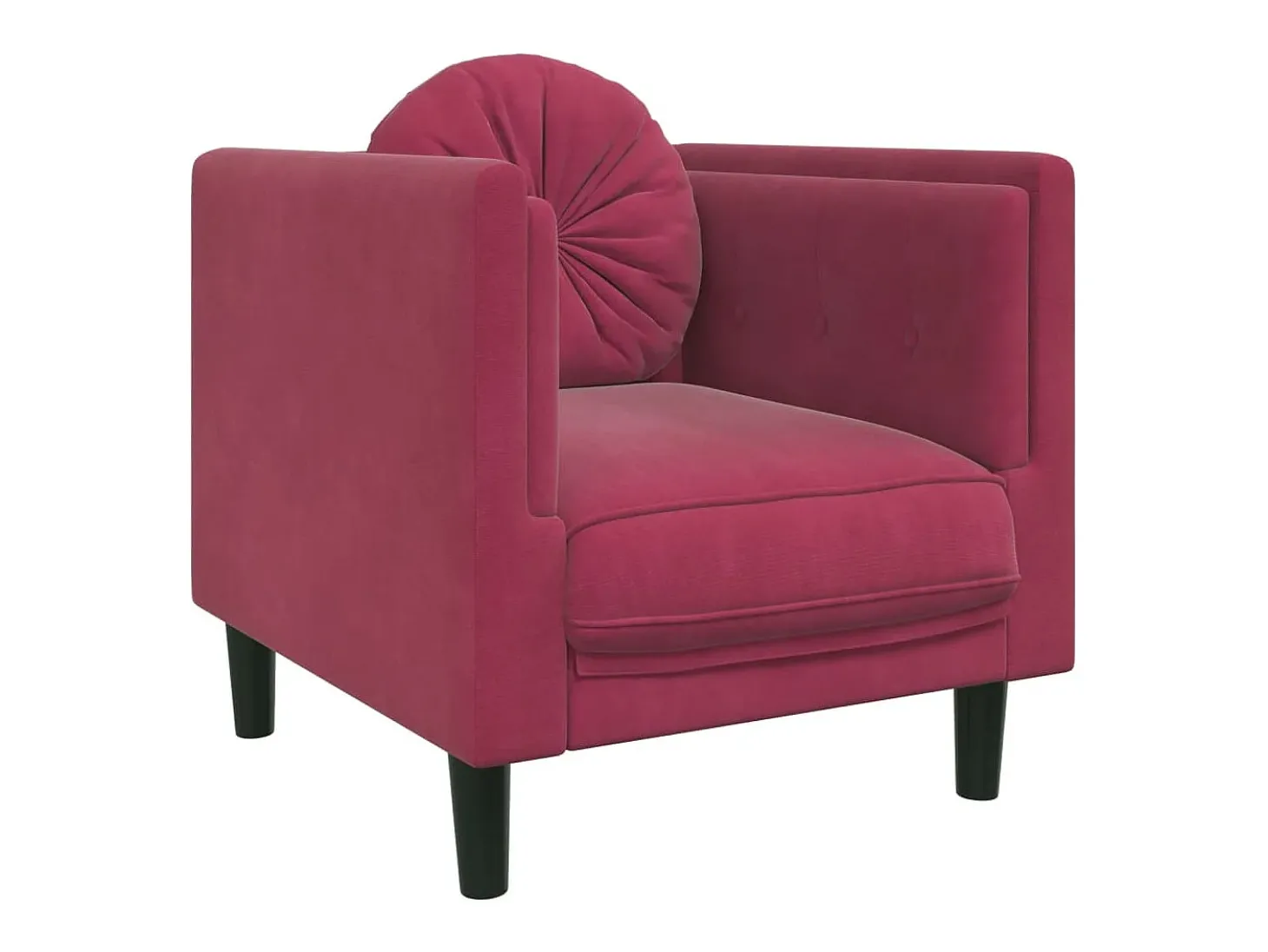 Poltrona com almofadão veludo vermelho tinto PT704781