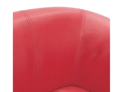 Poltrona com apoio de pés couro artificial vermelho