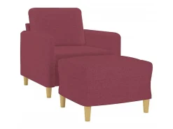 Poltrona com apoio de pés 60 cm tecido vermelho tinto PT417003