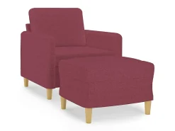 Poltrona com apoio de pés 60 cm tecido vermelho tinto PT417003