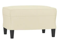 Poltrona com apoio de pés couro artificial 60 cm cor creme