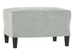 Poltrona com apoio de pés 60 cm veludo cinzento-claro PT797402
